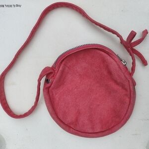 Pink suede girls purse